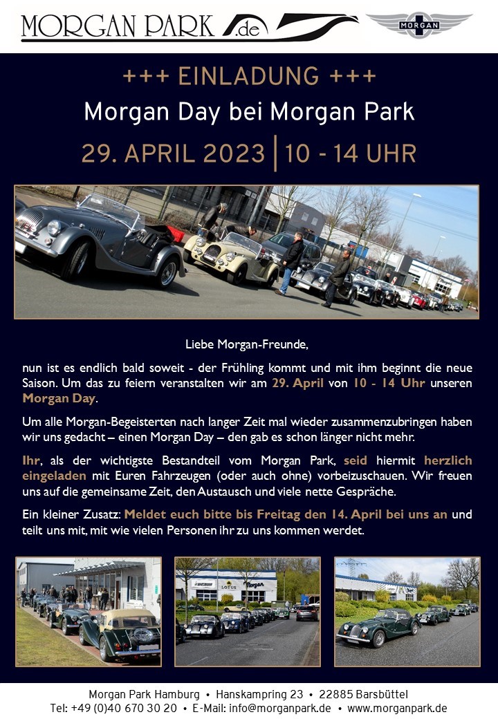 Einladung Morgan Day bei Morgan Park am 29.04.2023 ab 10:00 Uhr